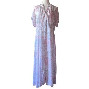 H&M Pastel Pink Floral Button Up Maxi Dress US M